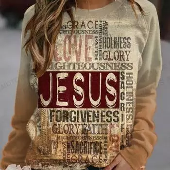 Christian Hoodie Женская мода Clover Hoodies Толстовки с цветочным принтом Толстовки с круглым вырезом Одежда Kawaii Пальто Женские толстовки Винтаж S