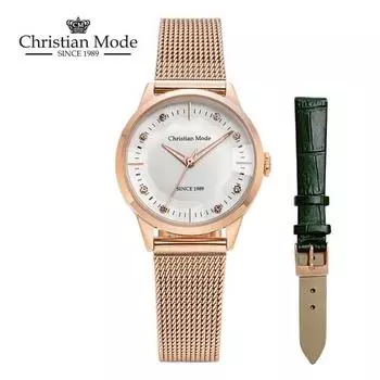 Christian Mode [штаб-квартира универмага AS] CM411RGGN сетчатые часы (добавлен кожаный ремешок),Корейские популярные часы