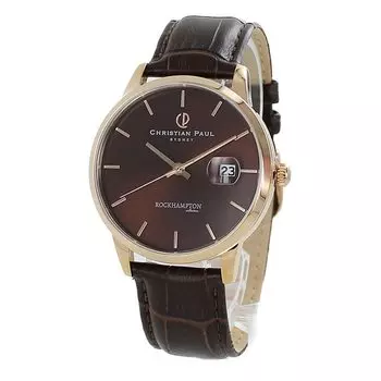 Christian Paul Date Calendar Unisex Leather Band Watch Brown [Christian Paul] Мужские Женские (№1 RHB4030) [Элемент]