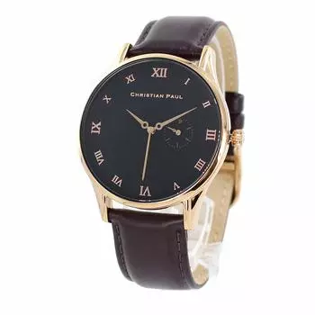 Christian Paul Римские цифры Черный циферблат Черный Темно-коричневый Кожа Пара 181CBR4026 Часы [Christian Paul] Мужские Женские [Товар]