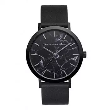 Christian Paul Unisex 43 мм Черный мраморный узор из натуральной кожи с черным кожаным ремешком [Christian Paul] Мужские женские MR-01 [Товар]