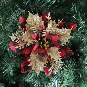 Christmas 14cm Sophisticated Floral Decor With Grey And Silver Leaves For Homes Elegant Red Gold