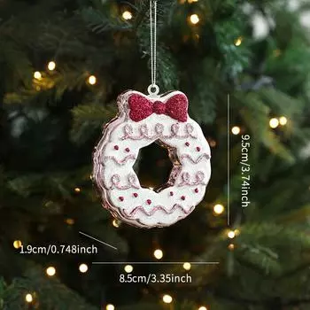 Christmas 2025 Artificial Ice Cream Home Party Ornaments Bow Wreath Festival Decorations Hanging Pendants Handicrafts 6 Styles