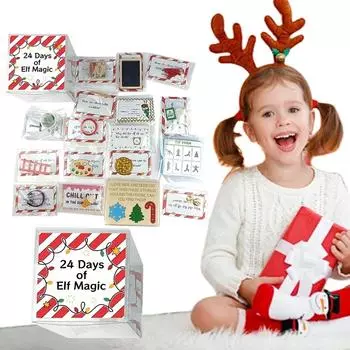Christmas 24 Days Elf Kit Elf Adventure Kit 2024 Funny Elf Scenes Idea Kit Creative Elf Surprise Box for Kids Friends Family