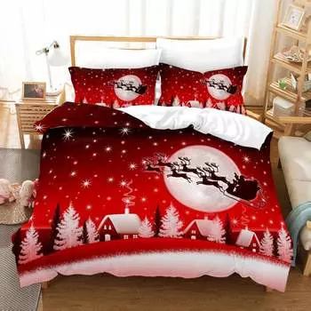 Christmas 3D Digital Printing Kit Quilt Set Three-Piece Set GB-Single135cm200cm 2pcs
