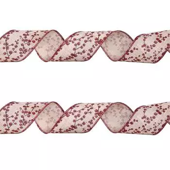 Christmas 65cm Delightful Ribbon With Star Print Perfect For Festive Gift Wrapping Berry Print,2m x 6.5cm