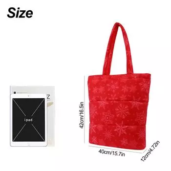 Christmas and New Year atmosphere set large capacity padded handbag soft snowflake shoulder bag scarf combination 40*12*42cm
