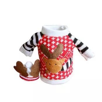 Christmas Animal Cartoon Wine Champagne Bottle Cover Christmas Party Decoration Knitted Sweaters