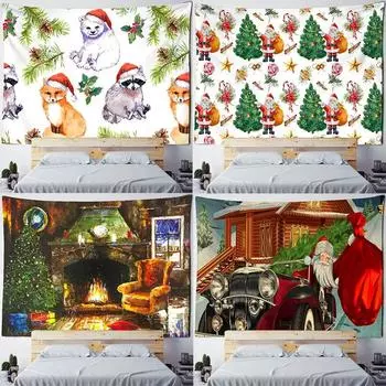 Christmas Animal Pattern Tapestry Home Bedroom Living Room Wall Decoration Christmas Theme Tapestry 100x75cm