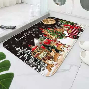 Christmas anti slip quick drying washable carpet, absorbent indoor/outdoor RV welcome door mat, bathroom entrance, home decorati 400MMx600MM