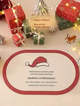 Christmas Atmosphere Bathroom Diatom Mud Mat Home Decor Bathroom Non-Slip Mat Absorbent Quick Drying Toilet Mat 40x60cm