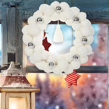 Christmas Ball Wreath with Lights Artificial Valentine s Day Year Decorative Shatterproof