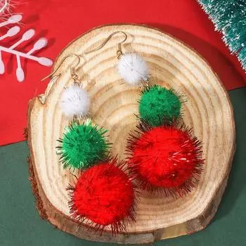 Christmas Balls Merry Christmas Earrings Christmas Elf Glitter Xmas Earrings Studs Accessories B