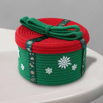 Christmas Basket Cotton Rope Cute Holder Shelf Desktop Sundries Storage for Green 22x12cm