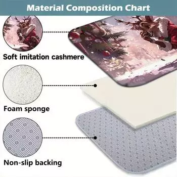 Christmas bathroom mat cute reindeer floor mat absorbent and non slip kitchen floor mat Suitable for bedroom home decoration 40x60cm светло-фиолетовый