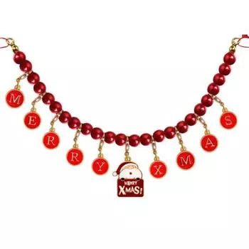 Christmas Bead Garland Merry Christmas Holiday Bunting Garland Vintage Enamel Bead Decoration for Home Tree Decor A