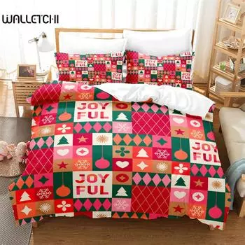 Christmas Bedding Set Duvet Cover Set 3d Bedding Digital Printing Bed Linen Queen Size Bedding Set Fashion Design EU single(135x200cm)