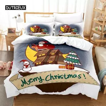 Christmas Bedding Set Duvet Cover Set 3d Bedding Digital Printing Bed Linen Queen Size Bedding Sets Fashion Design EU single(135x200cm)