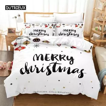 Christmas Bedding Set Duvet Cover Set 3d Bedding Digital Printing Bed Linen Queen Size Bedding Set Fashion Design EU single(135x200cm)