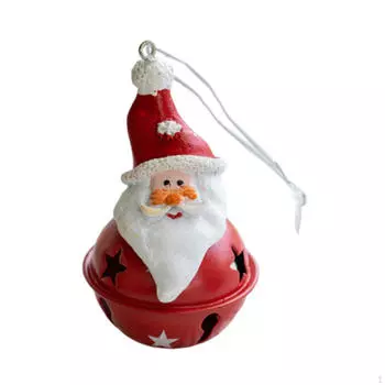 Christmas Bell Hanging Ornament Iron 5cmx8cm Xmas Resin Figurine Santa