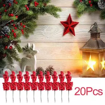 Christmas Berry Stems Artificial Red Berry Stems Holiday Parties Mini Christmas Picks Vivid Red Berries Weddings CHINA
