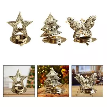 Christmas Candle Holder Tealight Candle Holder Miniature Figurine, Table Decoration, Xmas Ornament for Home Dining Room Party