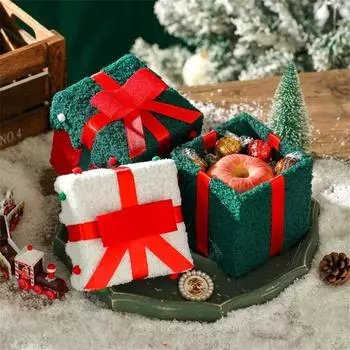 Christmas Candy Box Plush Gift Boxes Christmas Tree Decorations Home Natal Cookie Candy Chocolate Bag 2025 New Year Supplies as show красный