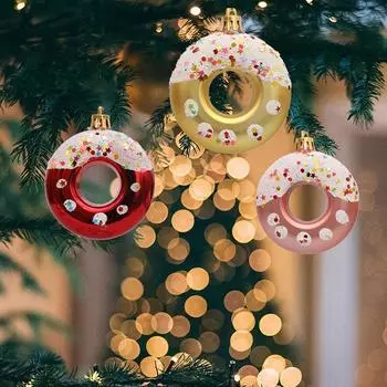 Christmas Candy Donuts Pine Cones Plastic Products Christmas Tree Hanging Home Decoration Christmas and New Year Gifts Supplies