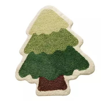 Christmas Carpet Christmas Tree Santa Claus Snowman Shape Quick Water Absorbent Anti-Slip Backing New Year Festive Decor Hotel Kitchen Bedroom Rug AVE 40x60cm B