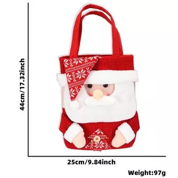 Christmas Cartoon Large Gift Bag Creative Apple Candy Bag With Reindeer Snowman Design Hat Old Man