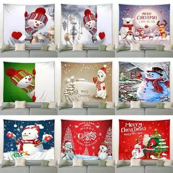 Christmas Cartoon Naughty Snowman Tapestry Living Room Sofa Home Decoration Christmas Gift 100x75cm