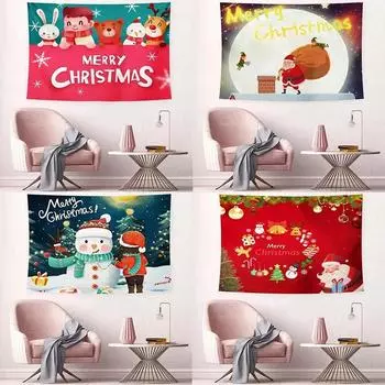 Christmas Cartoon Santa Claus Tapestry Home Living Room Bedroom Wall Decoration Tapestry 100x75cm