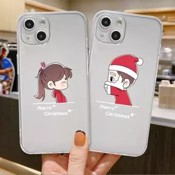 Christmas Cartoon Snowman Case For iPhone 14 11 12 Pro 13 Pro Max XR XS X 6s 7 8 Plus SE 2020 13 Luxury Shockproof Clear Cover iPhone 14 Pro Max