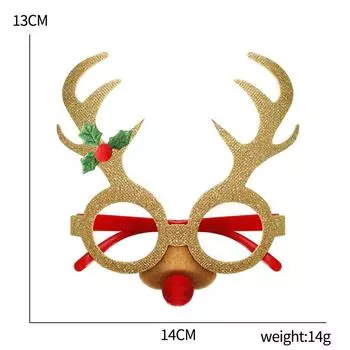 Christmas Cartoon Style Glasses With Playful Reindeer Antlers Perfect For Events Holiday Antler Gold Glasses