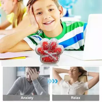 Christmas Cat Paw Squeeze Toy Anxiety Stress Relief Glitter Star Kitten Paw A