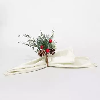 Christmas Cedar Jute Lace Napkin Rings Set Handmade Craft Tableware For Holiday Party Dinner New Year Decorations one size