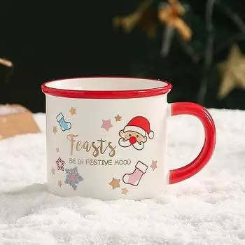 Christmas Ceramic Cup Souvenir Mug Creative Gift Box with Lid Spoon Couple Water Cup Christmas Gift Cup