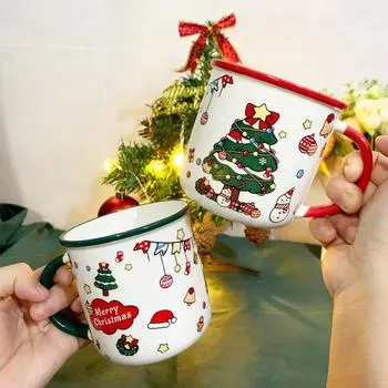 Christmas Ceramic Water Cup High Value Couple Mug Drinking Christmas Water Cups Souvenir Gift Box with Spoon Drinkware 301-400ml