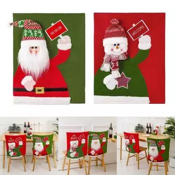 Christmas Chair Cover Cartoon Snowman Santa Home Table Dinner Covers Christmas Party 2024 New Year Home Decorations