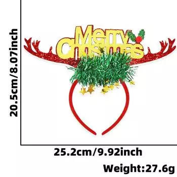 Christmas Charming Plush Reindeer Antlers Headband With Colorful Fairy Lights And Bells Perfect For Photos Holiday StyleC