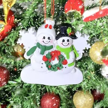 Christmas Charming Snowman Wreath Festive Resin Holiday Decoration Snowflakes With 2 Snowmen