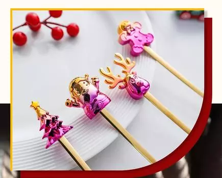 Christmas Coffee Spoon Fork Gift Set Dinner Fork Dessert Spoon Santa Claus Christmas Tree Spoon Fork Set of 6 or 4