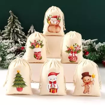 Christmas Cotton Bags Merry Christmas Decoration for Home 2024 Gift Candy Bags Xmas Ornaments Navidad Natal New Year Gift 2025