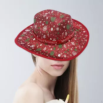 Christmas Cowboy Hat Hats for Carnival Holiday Role Play Red