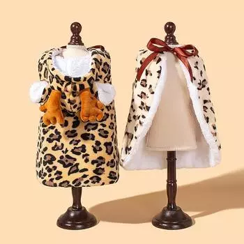 Christmas Cute Sika Deer Autumn and Winter Dog Cloak Fawn Shape Cloak Pet Transformation Clothing Warm Pet Clothing S абрикосовый