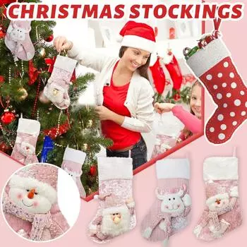 Christmas Decoration Candy Socks Embroidery Old Man Christmas Socks Christmas Children Gift Socks Gift Bag Pendant One Size