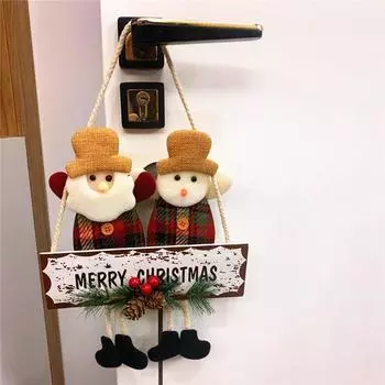 Christmas Decoration Door Hanging Elderly Person Snowman Elk Bell Window Display Pendant Holiday Gift Home Scene Decoration