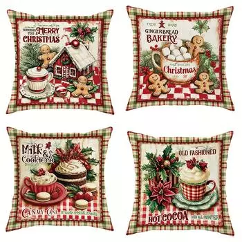 Christmas decoration pillow cover with gingerbread pastry old-fashioned style design home living room sofa cushion cover 40x40cm