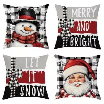 Christmas decoration pillowcase Santa Claus Snowman pattern is suitable for home room sofa cushion cover Christmas gift 40x40cm