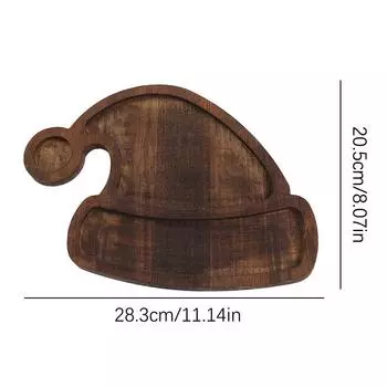 Christmas Decoration Tray Wooden Dessert Board Christmas Tree Hat Shape Fruit Plate Snacks Cake Food Tray Xmas Tableware